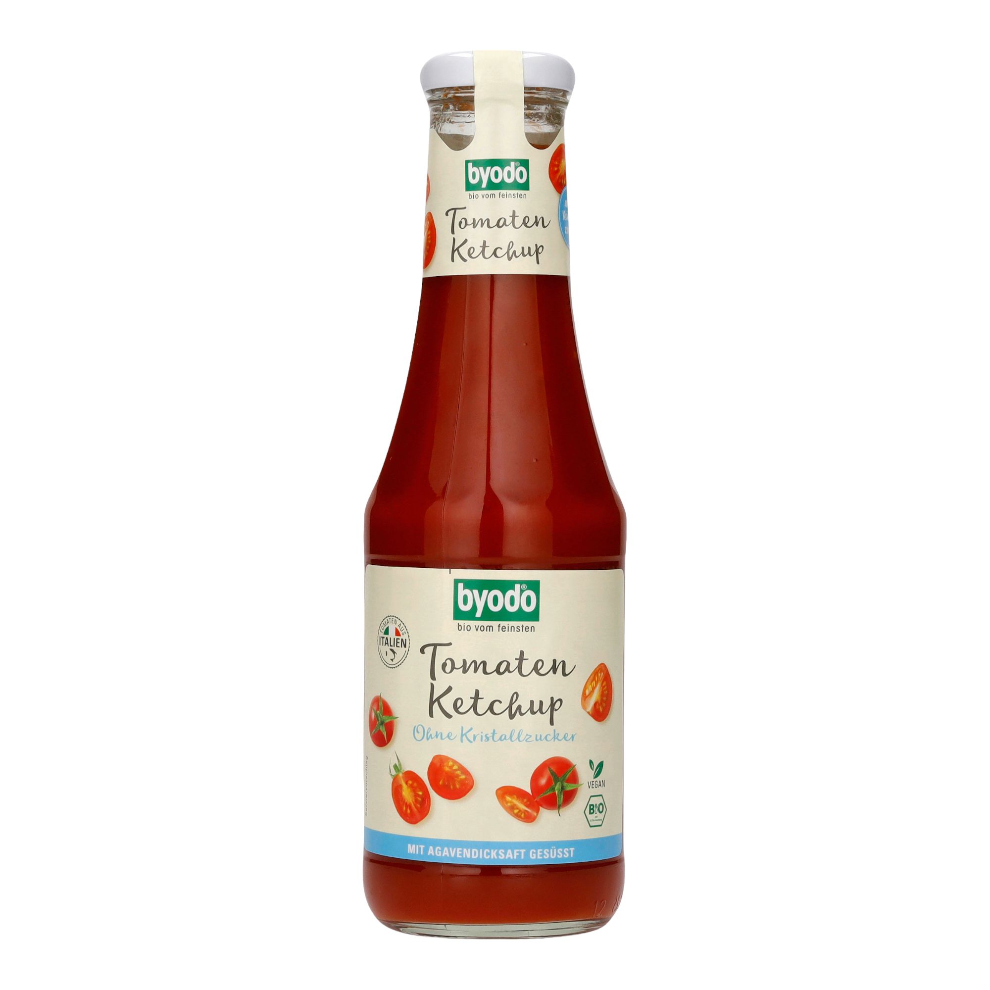 Byodo Tomaten Ketchup in Glasflasche, Bio-Qualität, ohne Kristallzucker.