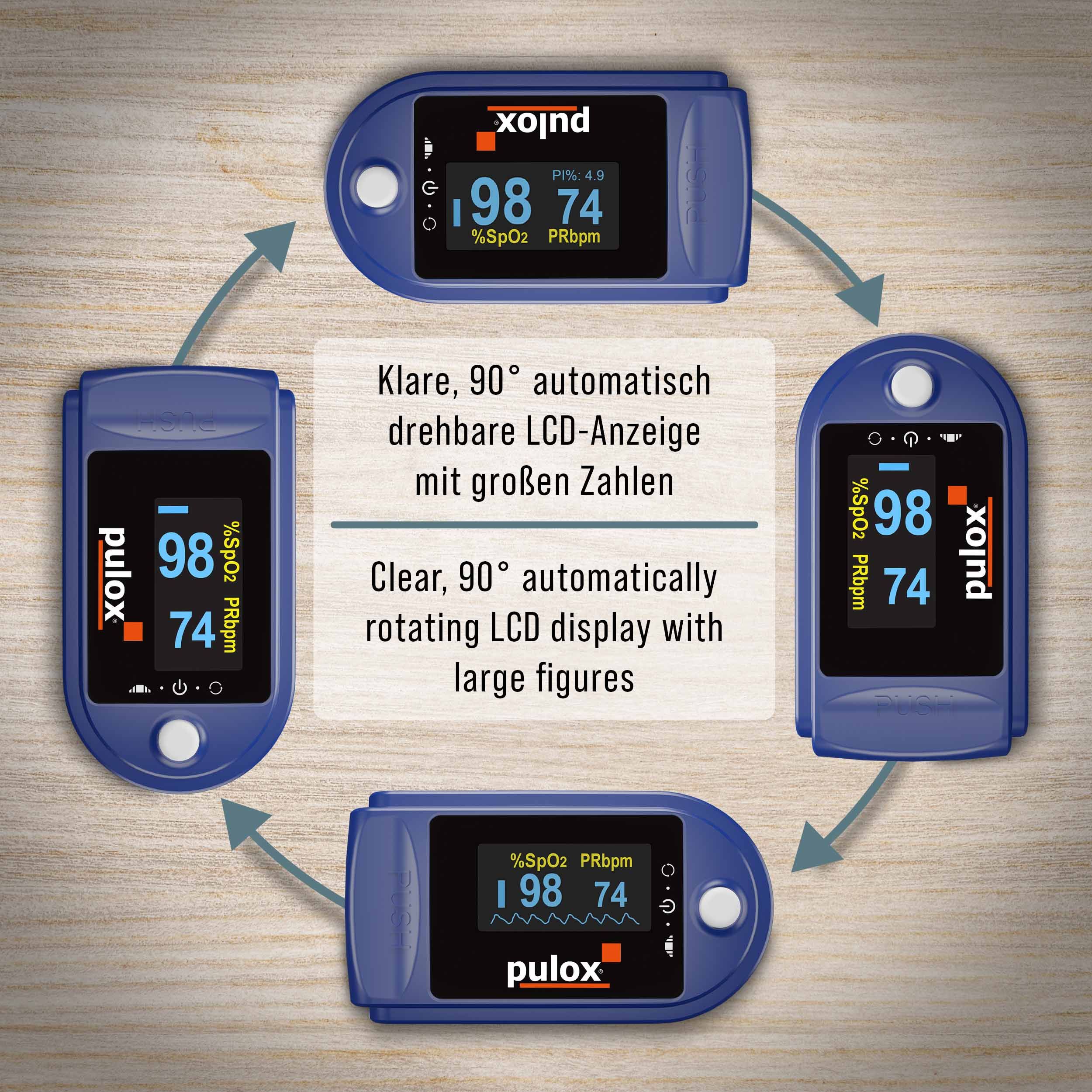 pulox - PO-200 Set - Finger-Pulsoximeter - Blau