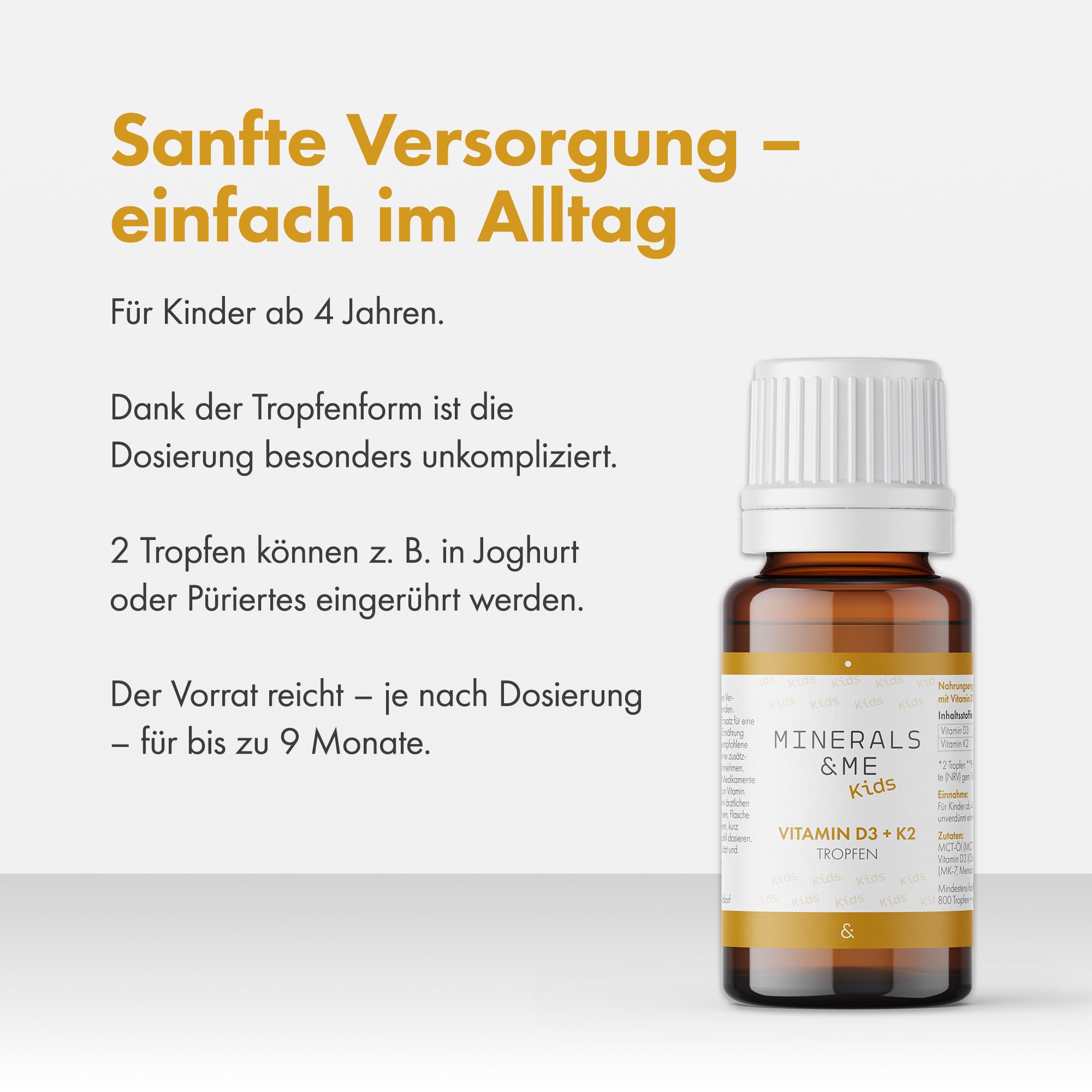 MINERALS & ME® Kids Vitamin D3 + K2 Tropfen