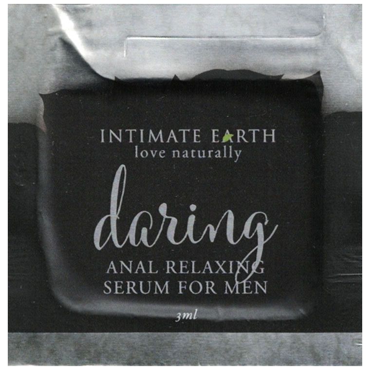Verpackung mit Schriftzug Intimate Earth, Daring, Anal Relaxing Serum für Männer. 3ml.