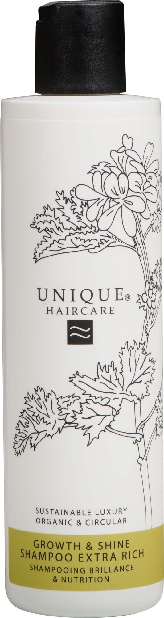 Unique Haircare Shampoo per la lucentezza e la crescita dei capelli ricco di riverbero
