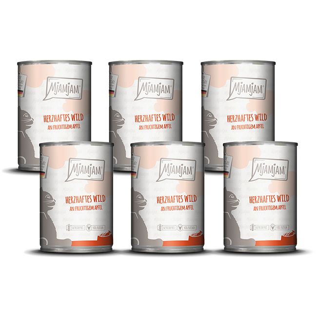 MjAMjAM - herzhaftes Wild an fruchtigem Apfel 6x400 g Futter