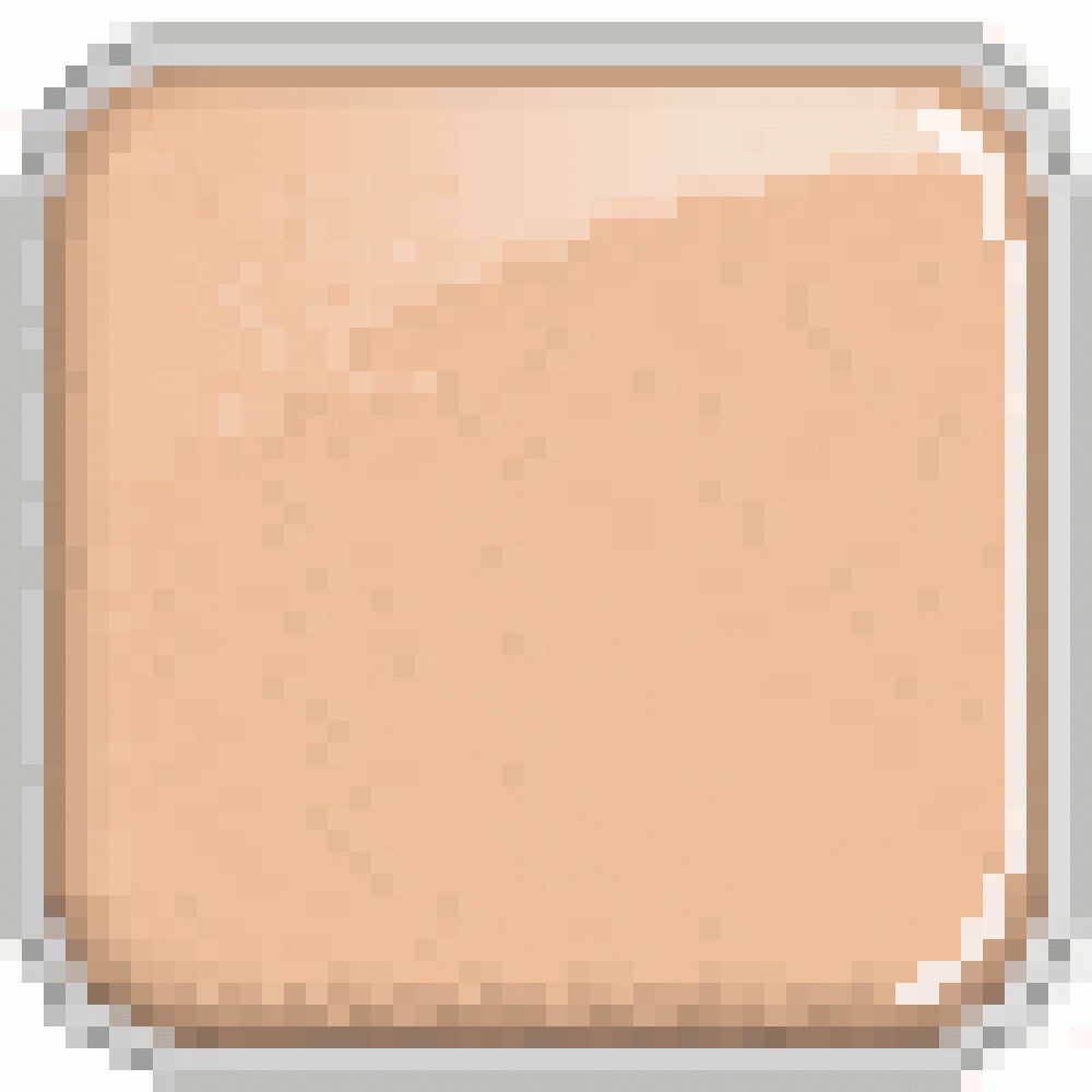Kompakt-Puder. Quadratische, beige Puder-Oberfläche in silbernem Rahmen.