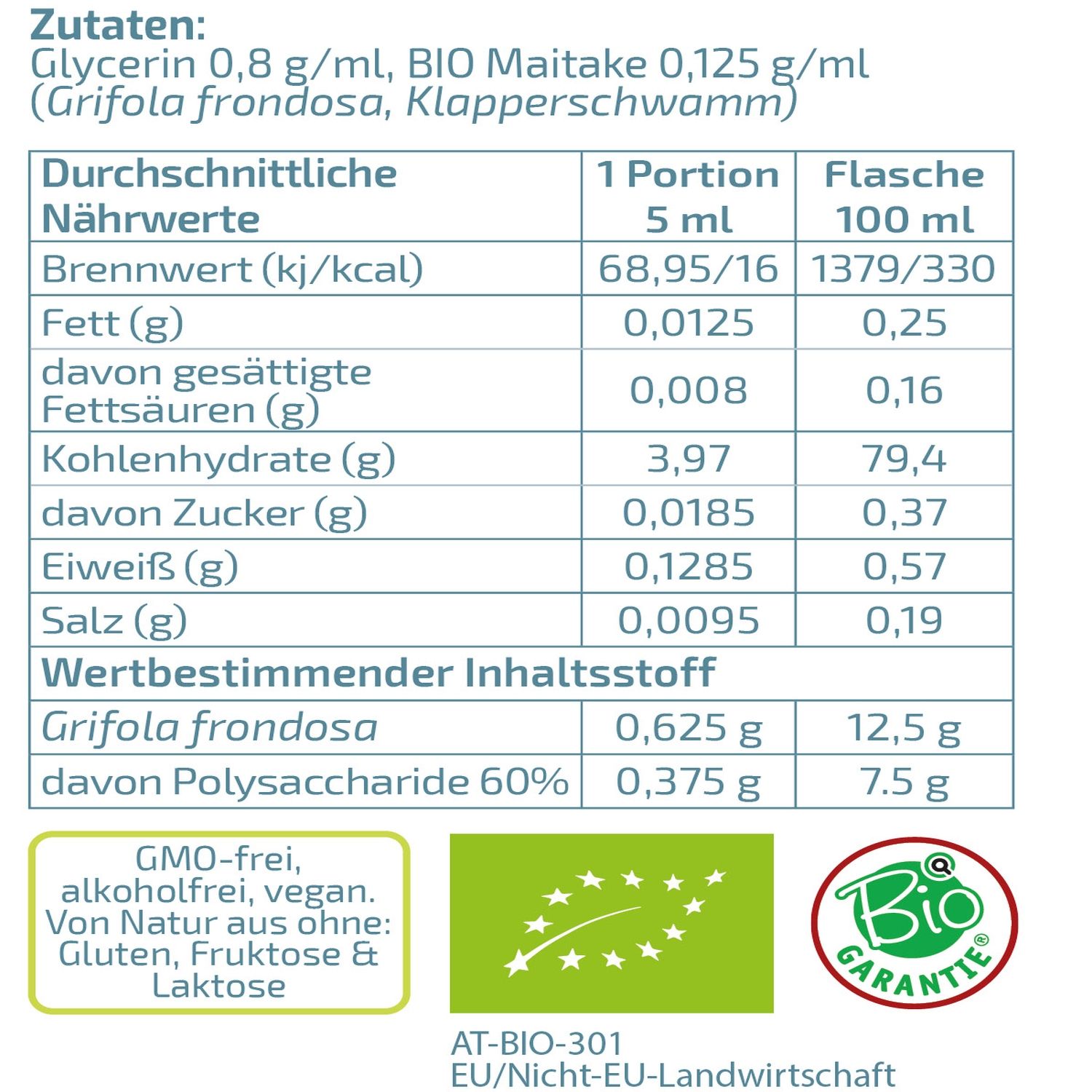 BEAUVITAL® Bio Maitake Kurextrakt | Flüssiger Vollauszug durch Dual-Extraktion