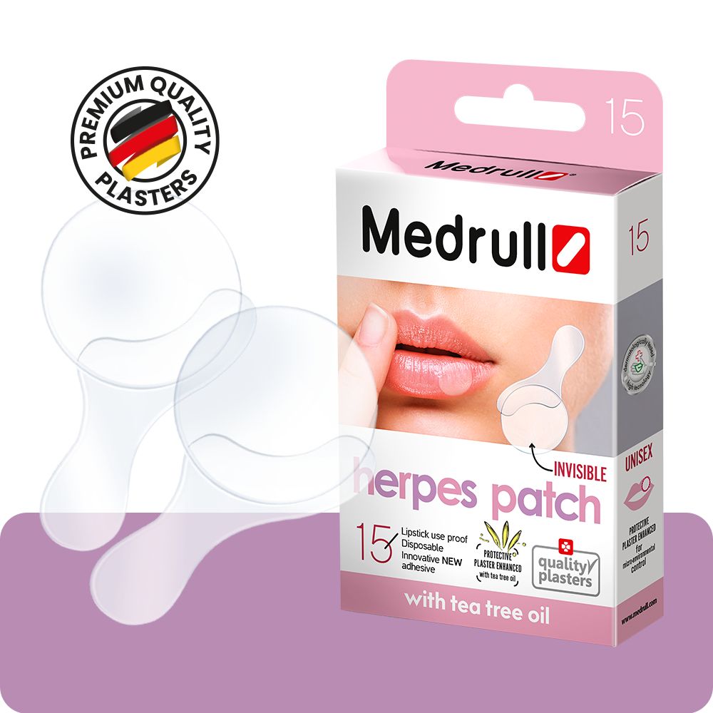 Medrull Herpespflaster, 15 Stück. Premium Qualität, mit Teebaumöl.