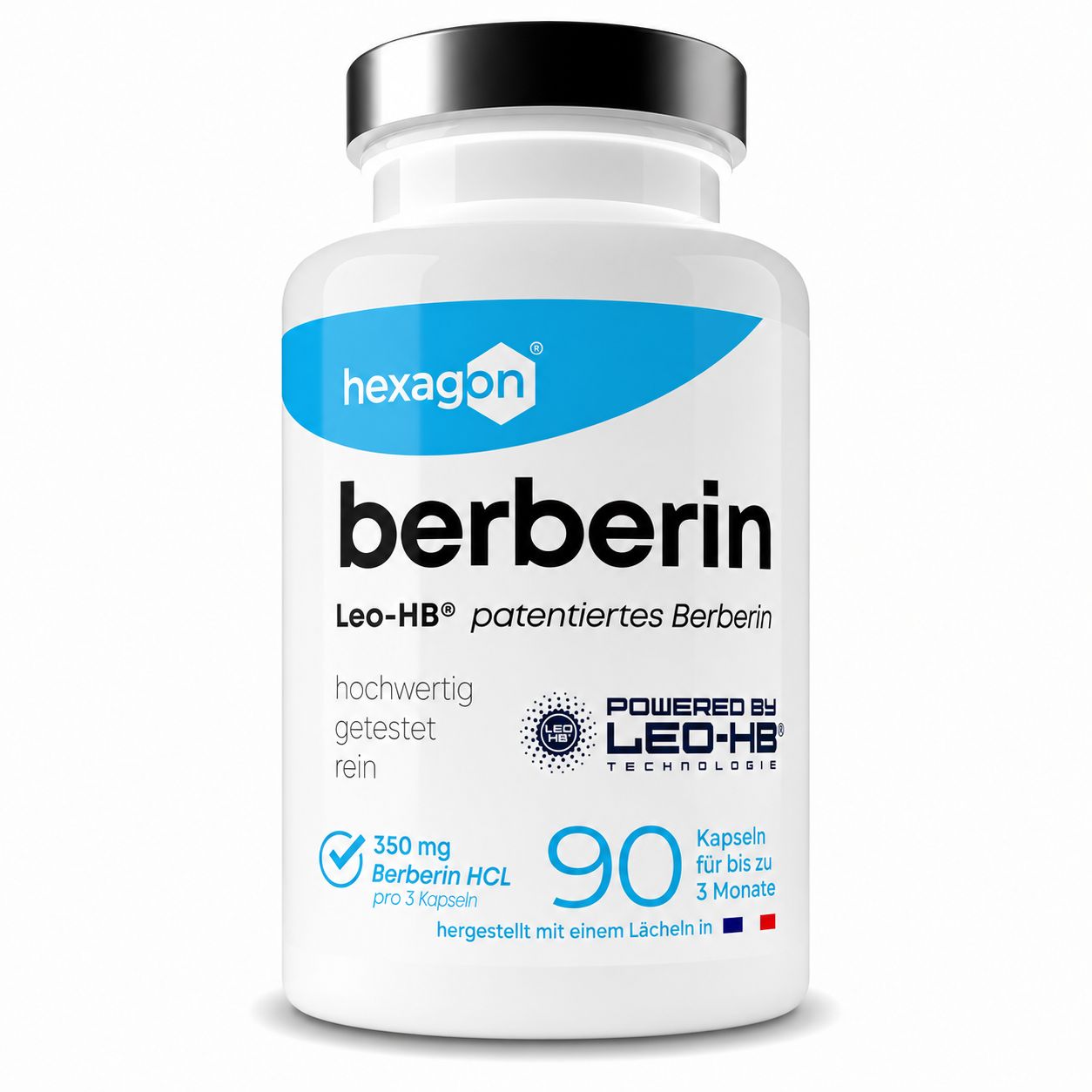 Hexagon Berberin Kapsel: Flasche mit 90 Kapseln, hochgetestet, rein, 350mg Berberin HCL.