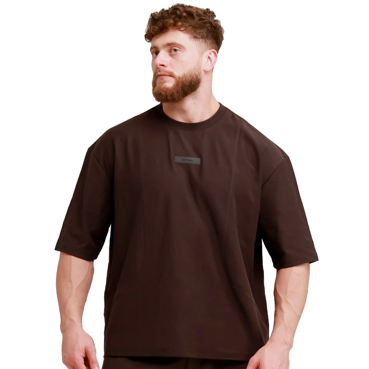 GymBeam T-Shirt Herren Oversized Kurzarm aus Baumwolle, Modell Unstoppable Braun 1 St