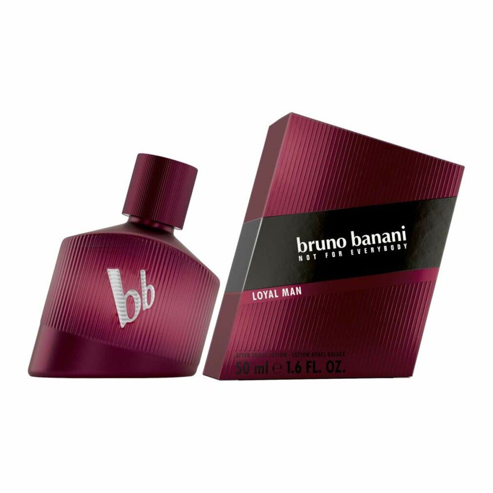 Rote Flasche und Verpackung. "Bruno Banani Loyal Man"-Logo. Flasche mit "bb"-Logo. 50 ml.