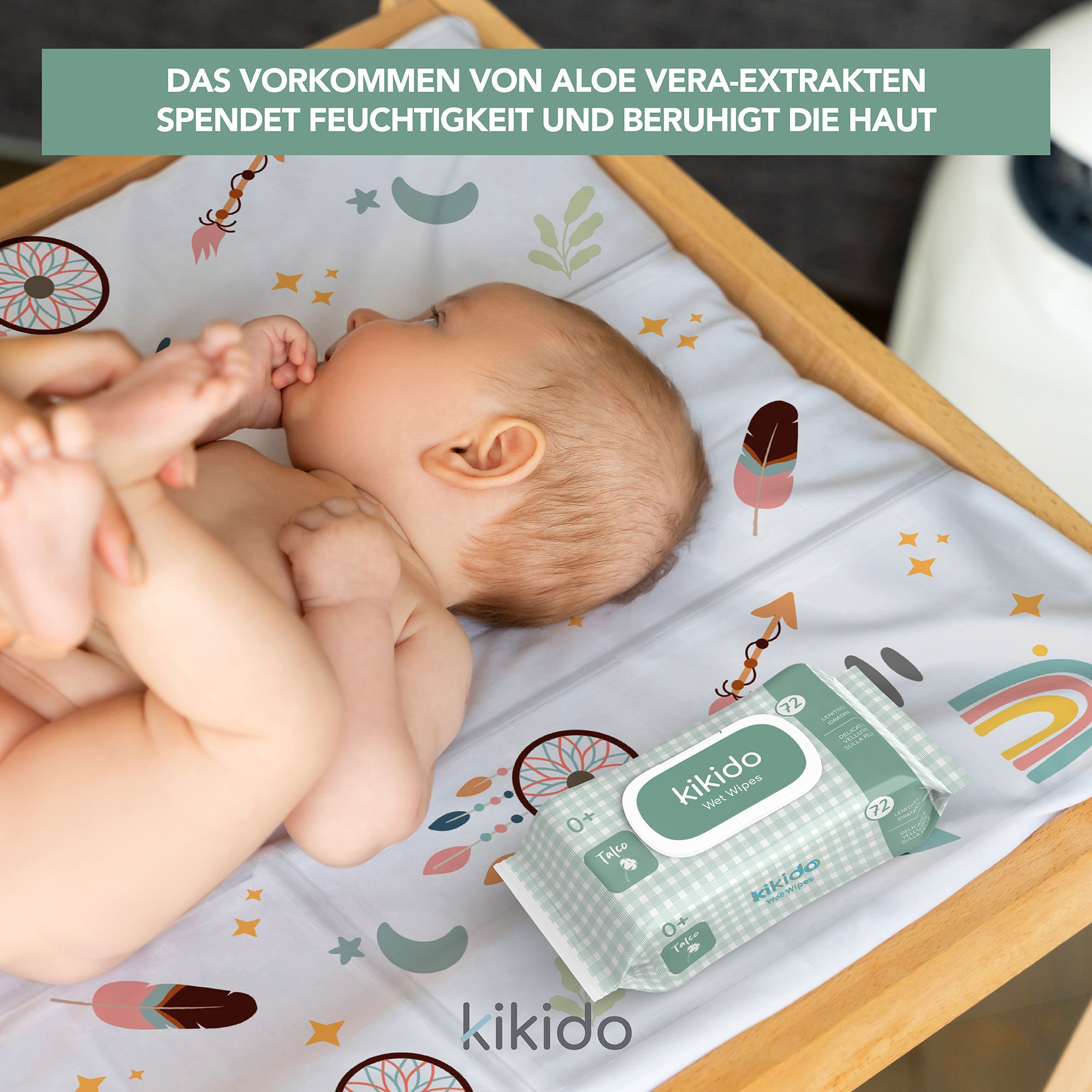 Kikido Baby Feuchttücher Talkum mit Aloe Vera