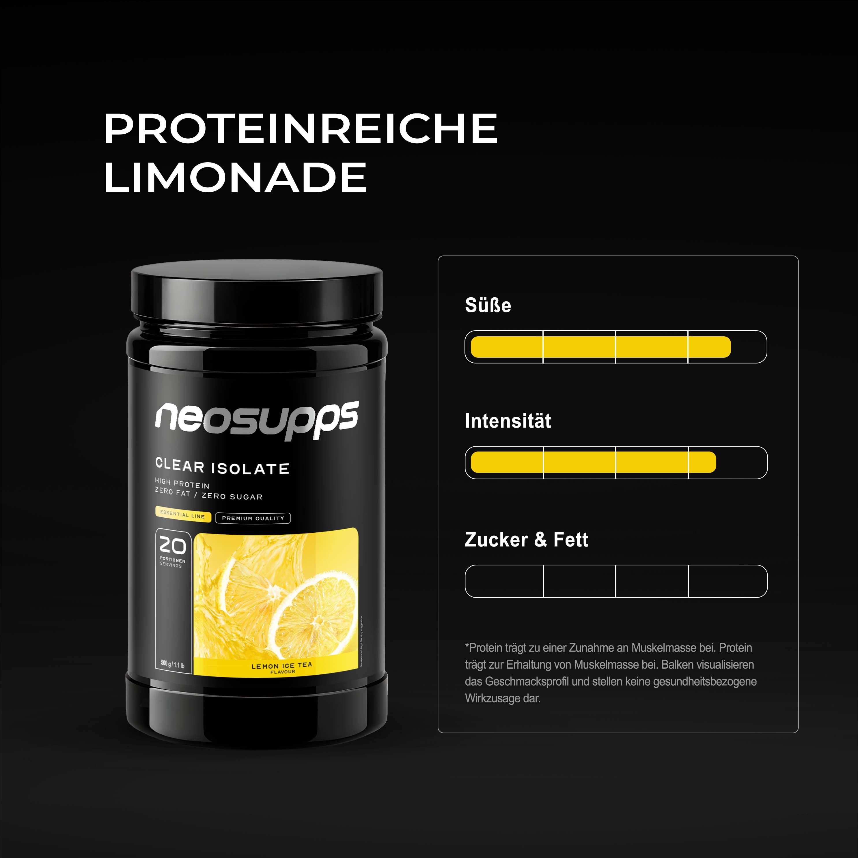 Neosupps Clear Whey Isolat Lemon Ice Tea, 500g, Protein Pulver, Eiweißshakes