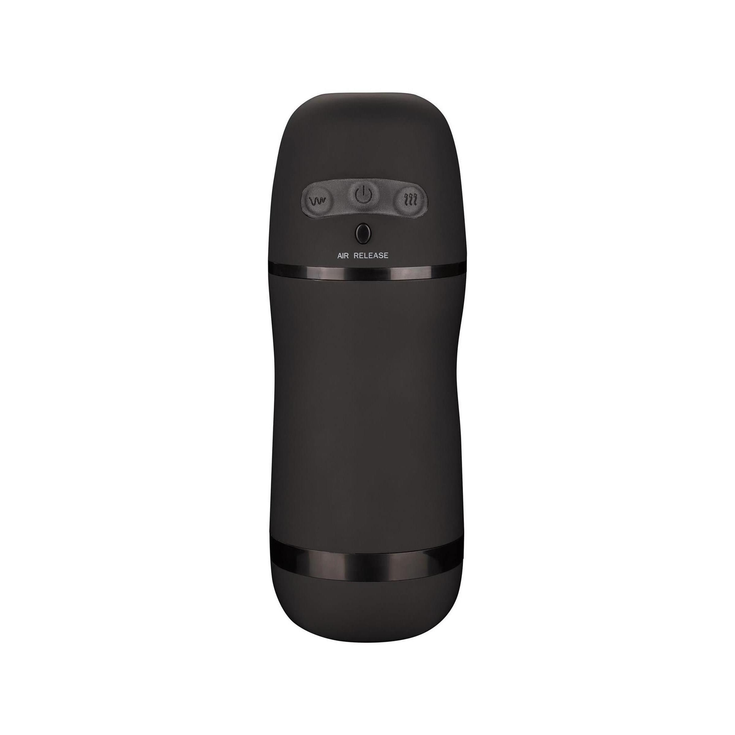 Schwarzes Gerät mit abgerundeter Form. Oben befinden sich drei Knöpfe und die Aufschrift AIR RELEASE.