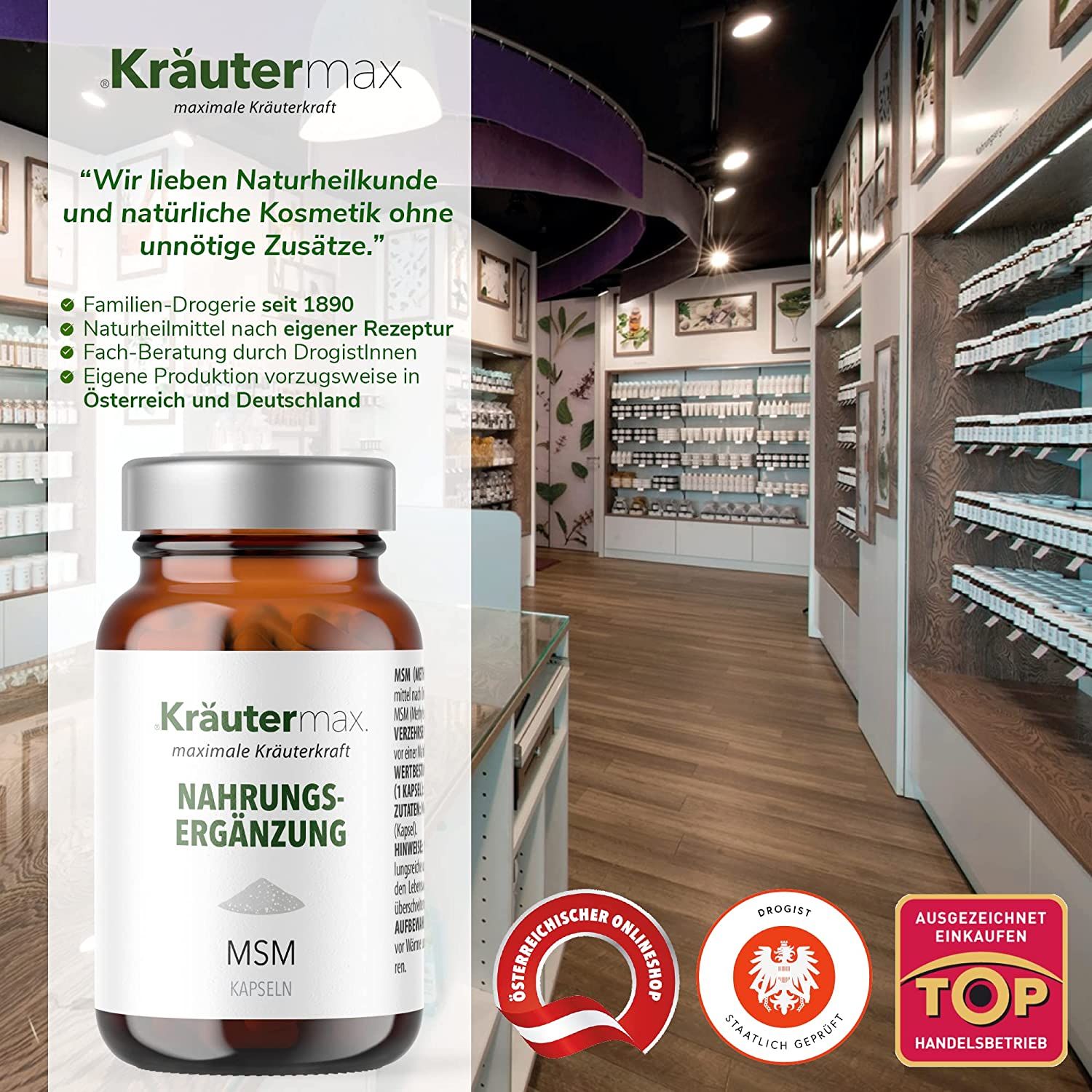 Kräutermax MSM (Methylsulfonylmethan) 740 mg Kapseln