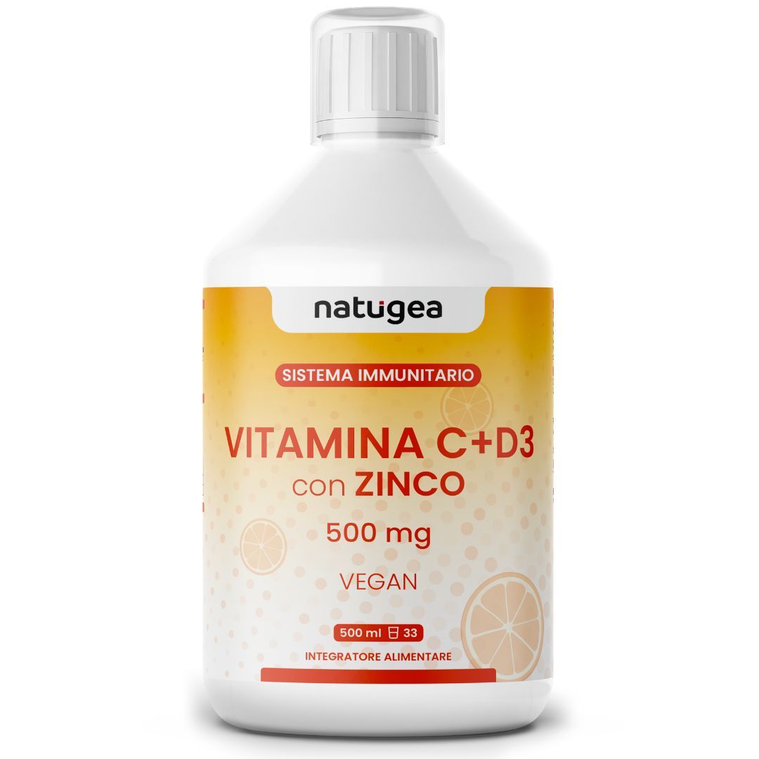 Vitamina C Liquida + Vitamina D3 e Zinco, 500 ml - natugea®