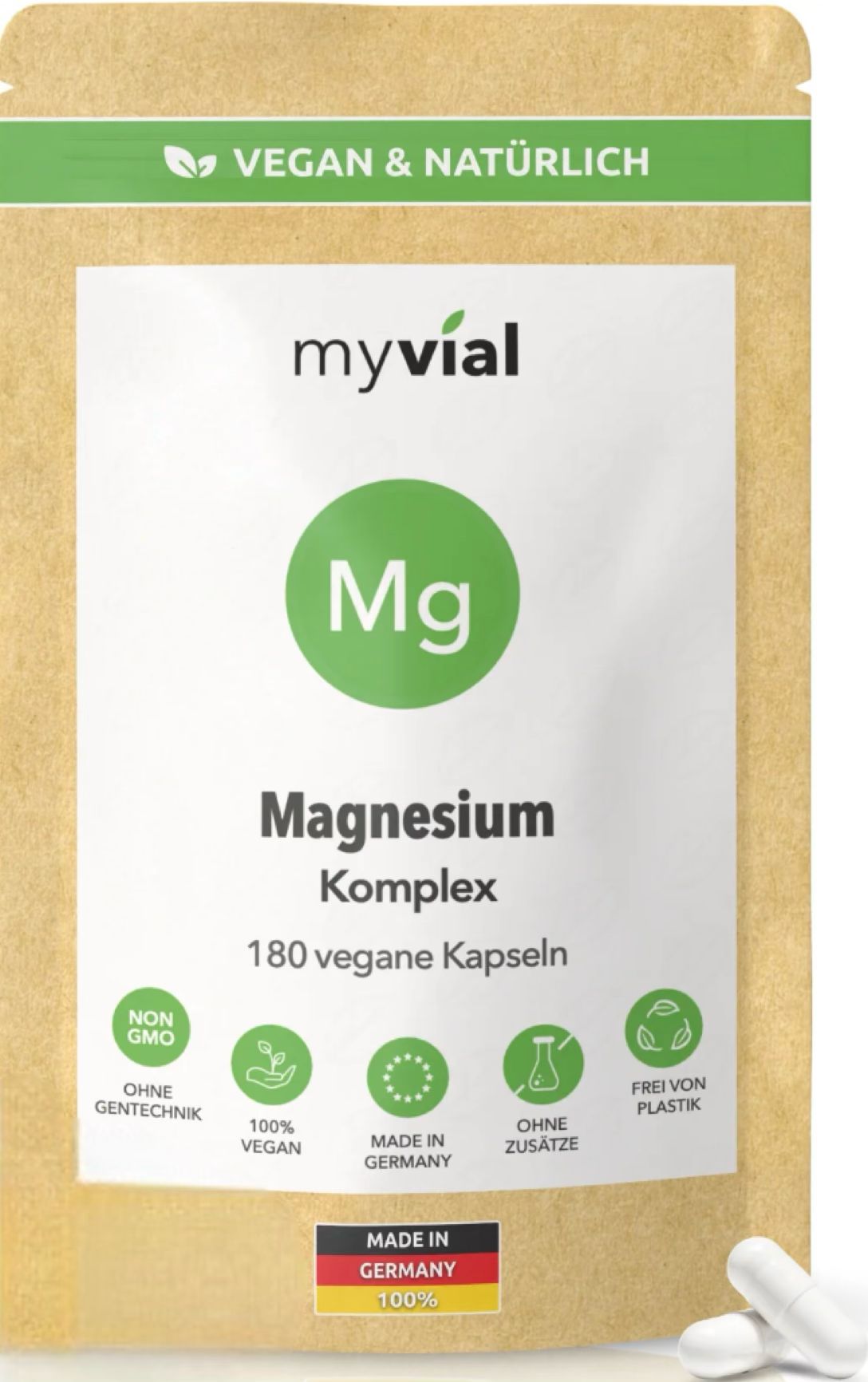 myvial® 5-Fach Magnesium Komplex Kapseln - Dicitrat, Bisglycinat, Malat, Threonat & Taurinat