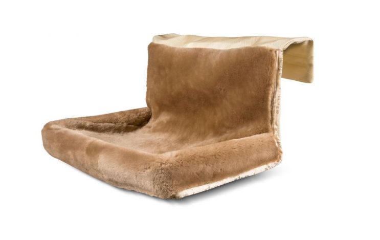 fellhof Kuschelbett Korb Körbchen für Katzen und Hunde, 100% Lammfell, Größe 45 x 38 x 6 cm