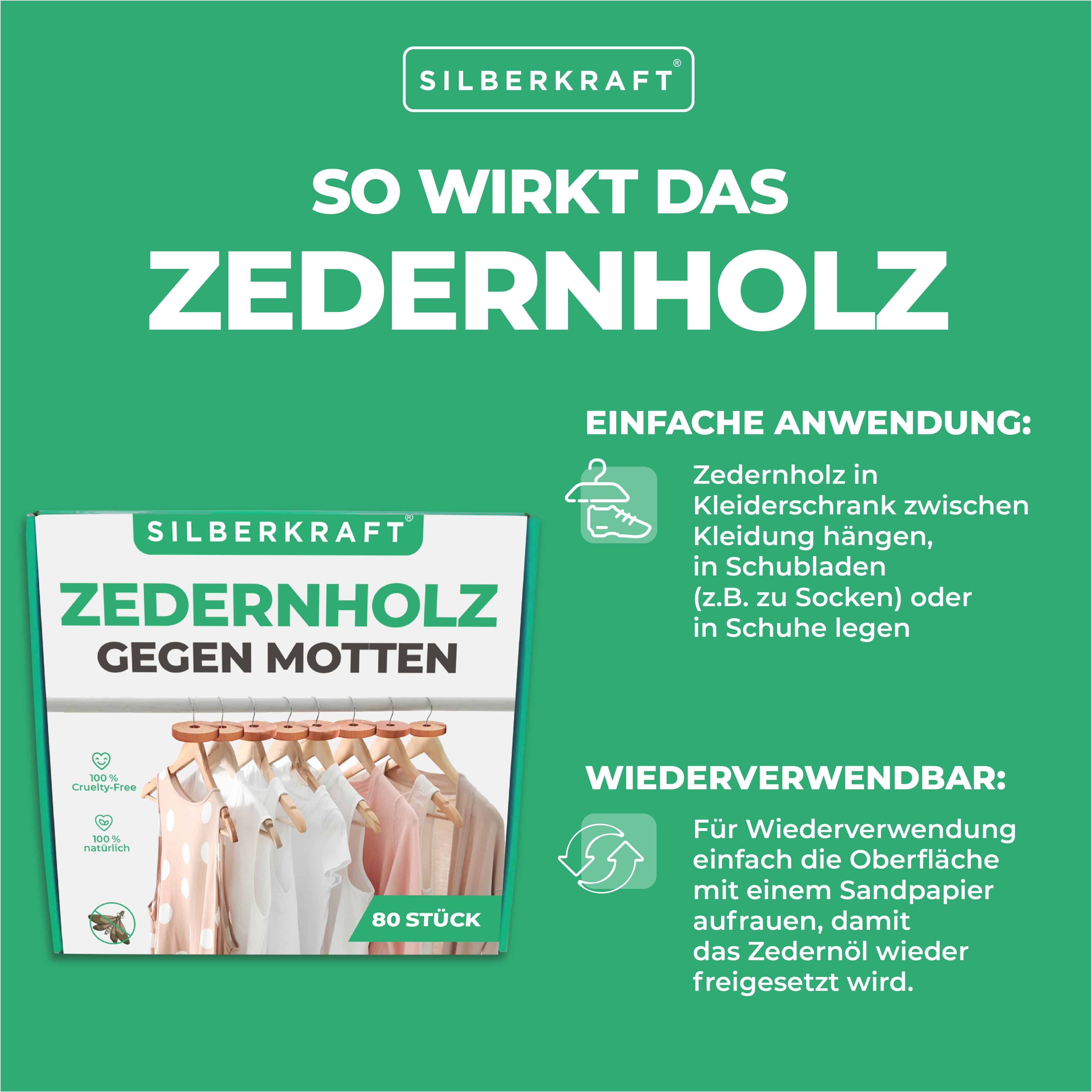 SILBERKRAFT Zedernholz Mottenschutz