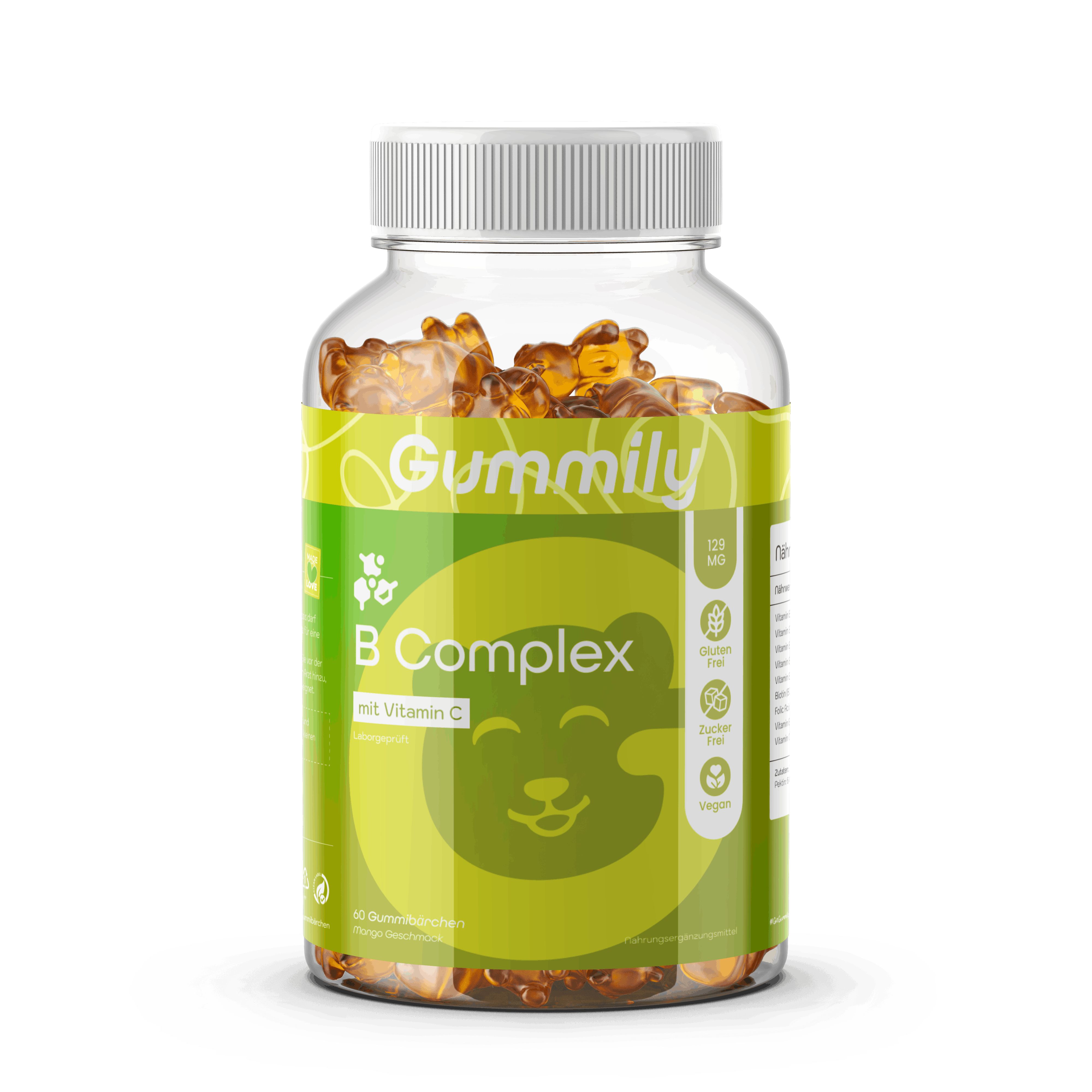 Gummily® B-Complex Plus Gummibärchen mit Vitamin C (B1, B2, B3, B5, B6, B7, B9, B12) 60 St