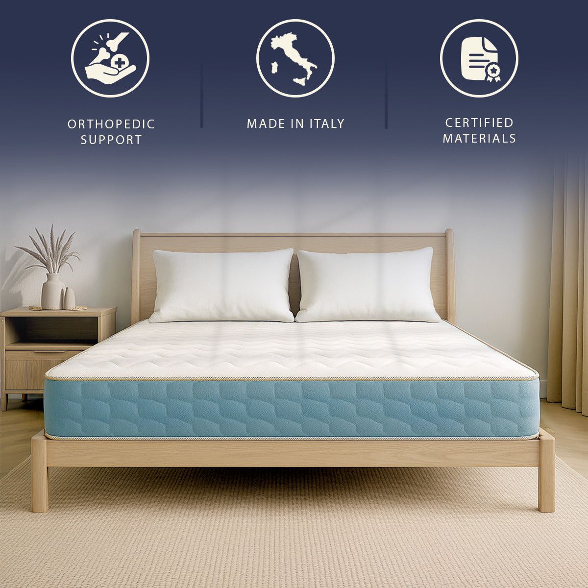The White Stone Orthopädische Matratze 90x200 cm Höhe 21 cm | Ergonomisch und Atmungsaktiv