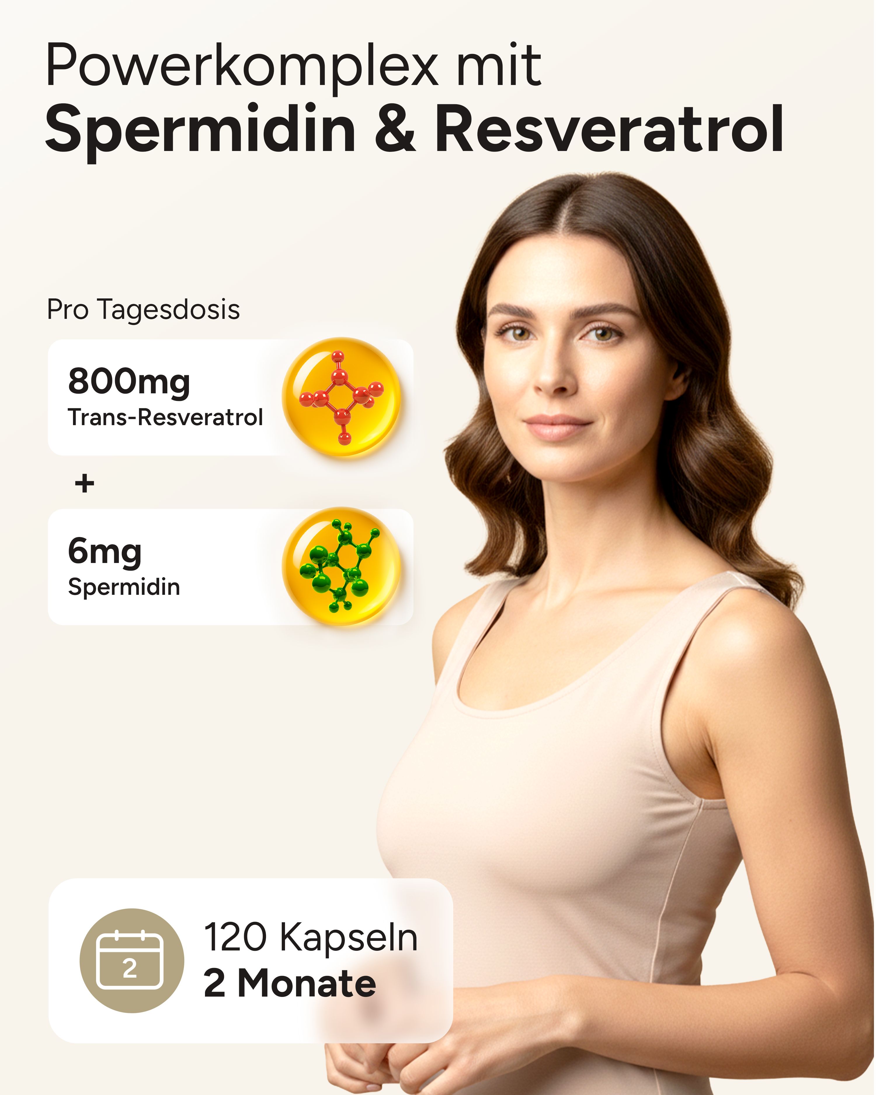 plantomol® Spermidin Resveratrol - 6mg Spermidin Kapseln mit 800mg Trans-Resveratrol pro Tag