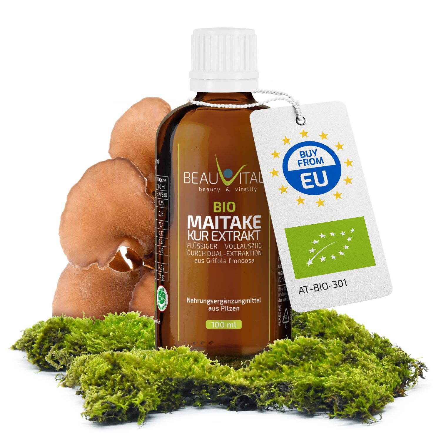 BEAUVITAL® Bio Maitake Kurextrakt | Flüssiger Vollauszug durch Dual-Extraktion