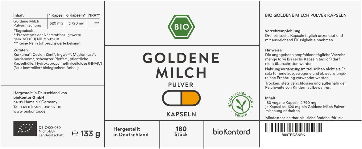 bioKontor Goldene Milch Pulver Kapseln