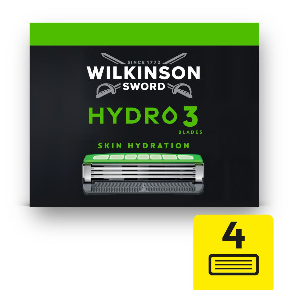 Packung mit 4 Wilkinson Sword Hydro 3 Rasierklingen.