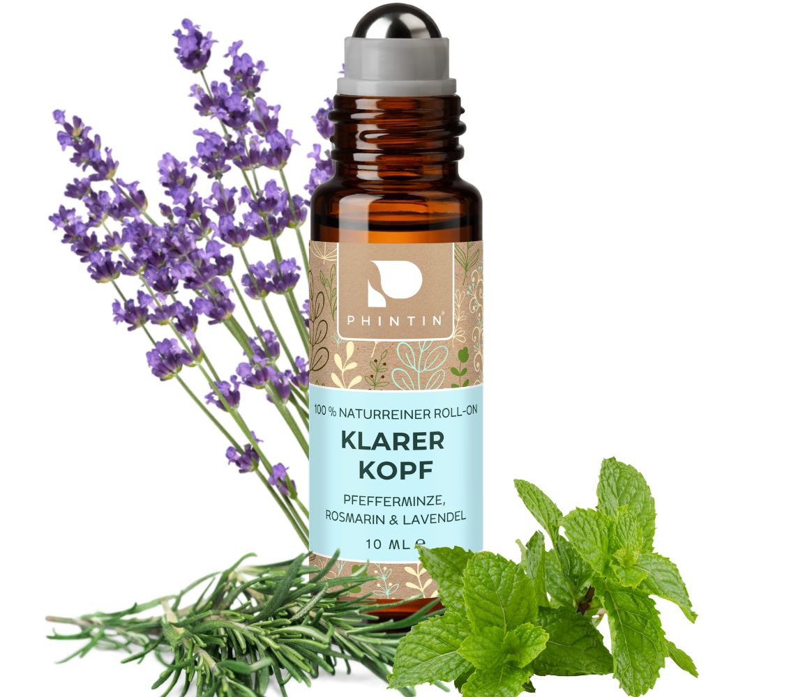 PHINTIN Roll-On Klarer Kopf 1 Duftroller mit ätherische Öle Lavendel, Rosmarin & Pfefferminzöl