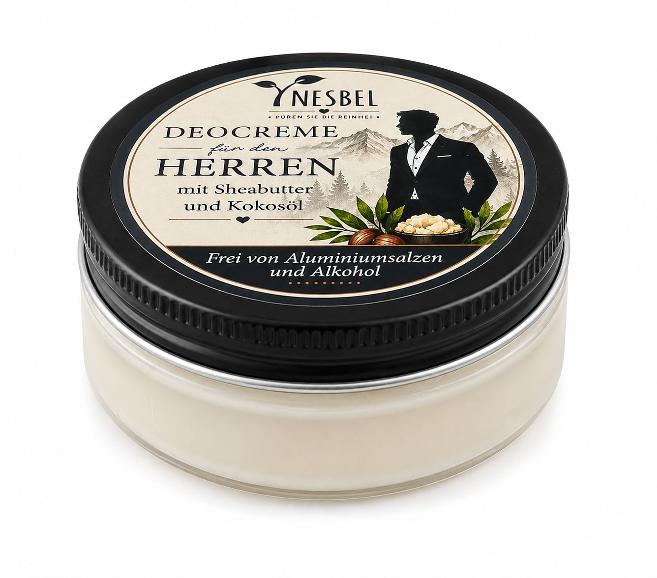 Nesbel Deocreme für Herren mit Sheabutter, Kokosöl & Zink