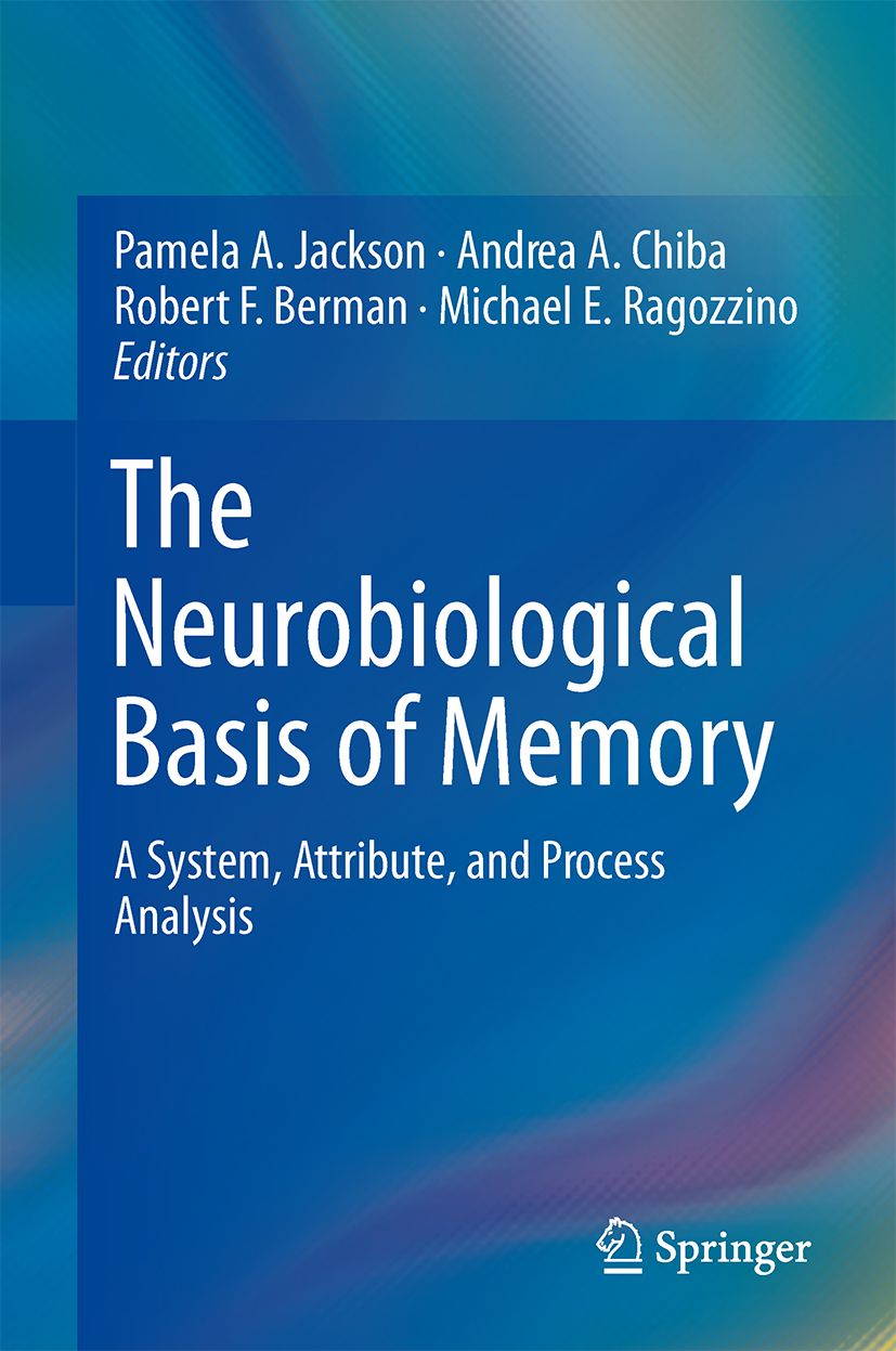 Buchcover: "The Neurobiological Basis of Memory". Autoren: Jackson, Chiba, Berman, Ragozzino. Verlag Springer. Blauer Hintergrund.