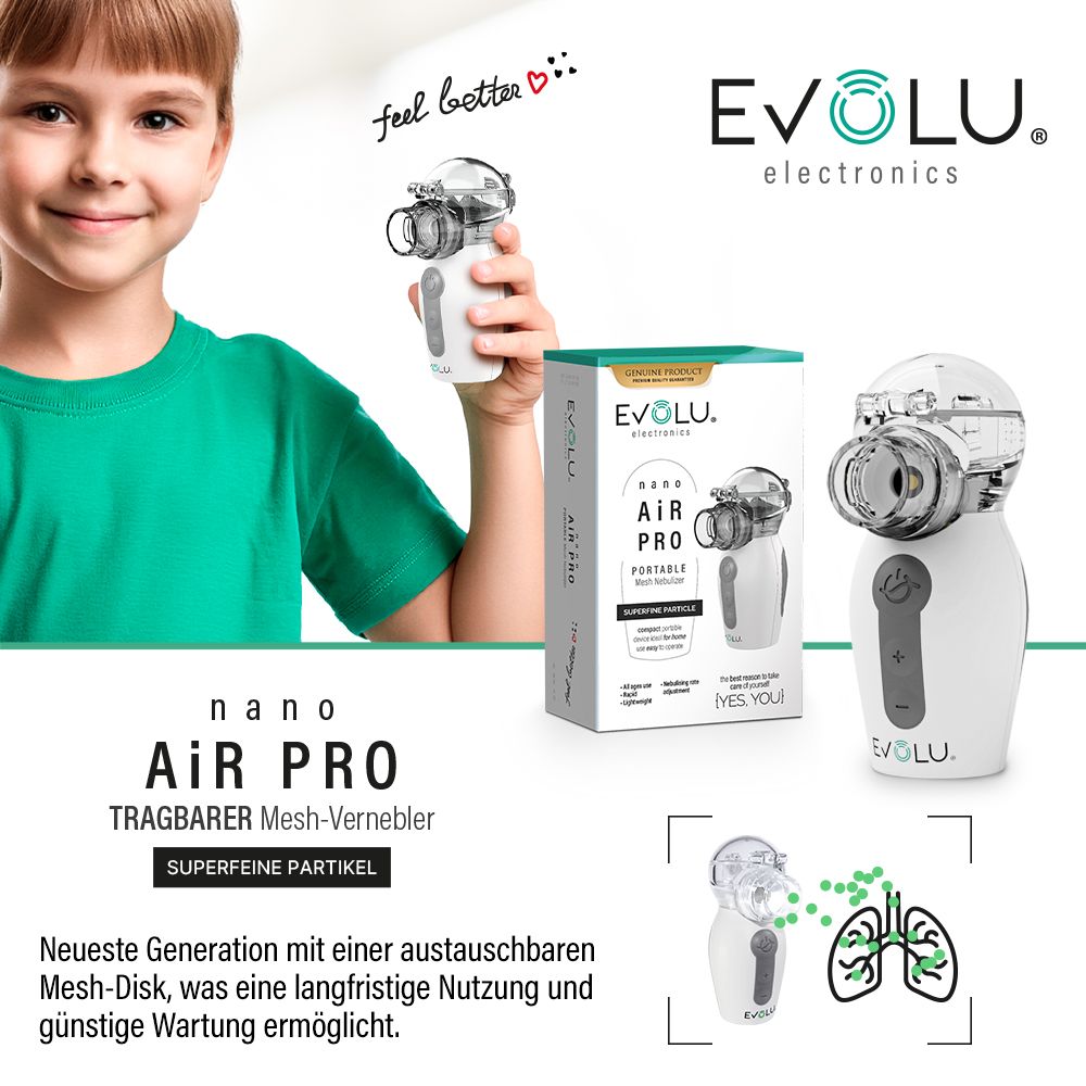 EVOLU AIR PRO tragbarer Mesh-Vernebler-Inhalator
