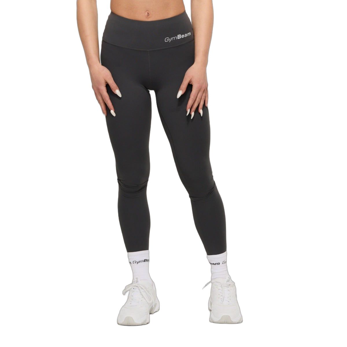 GymBeam Leggings Damen mit hoher Taille und verstärktem Bund Beat Charcoal 1 St