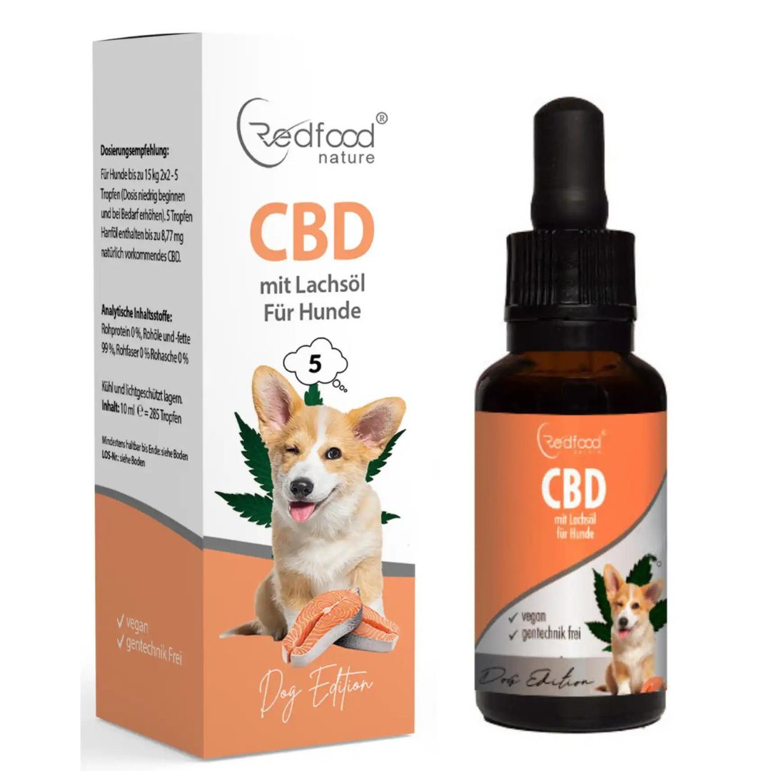 CBD Öl für Hunde mit Lachsöl 10 ml Tropfen zum Einnehmen