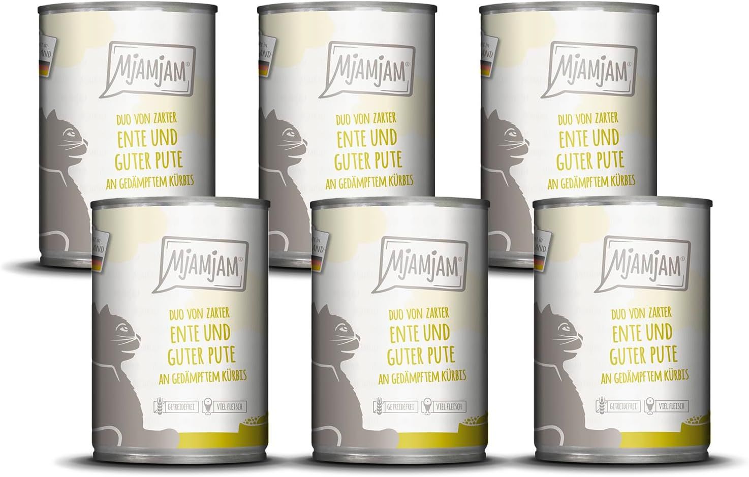 MjAMjAM - DUO von zarter Ente & guter Pute an gedämpftem Kürbis 6x400 g Futter