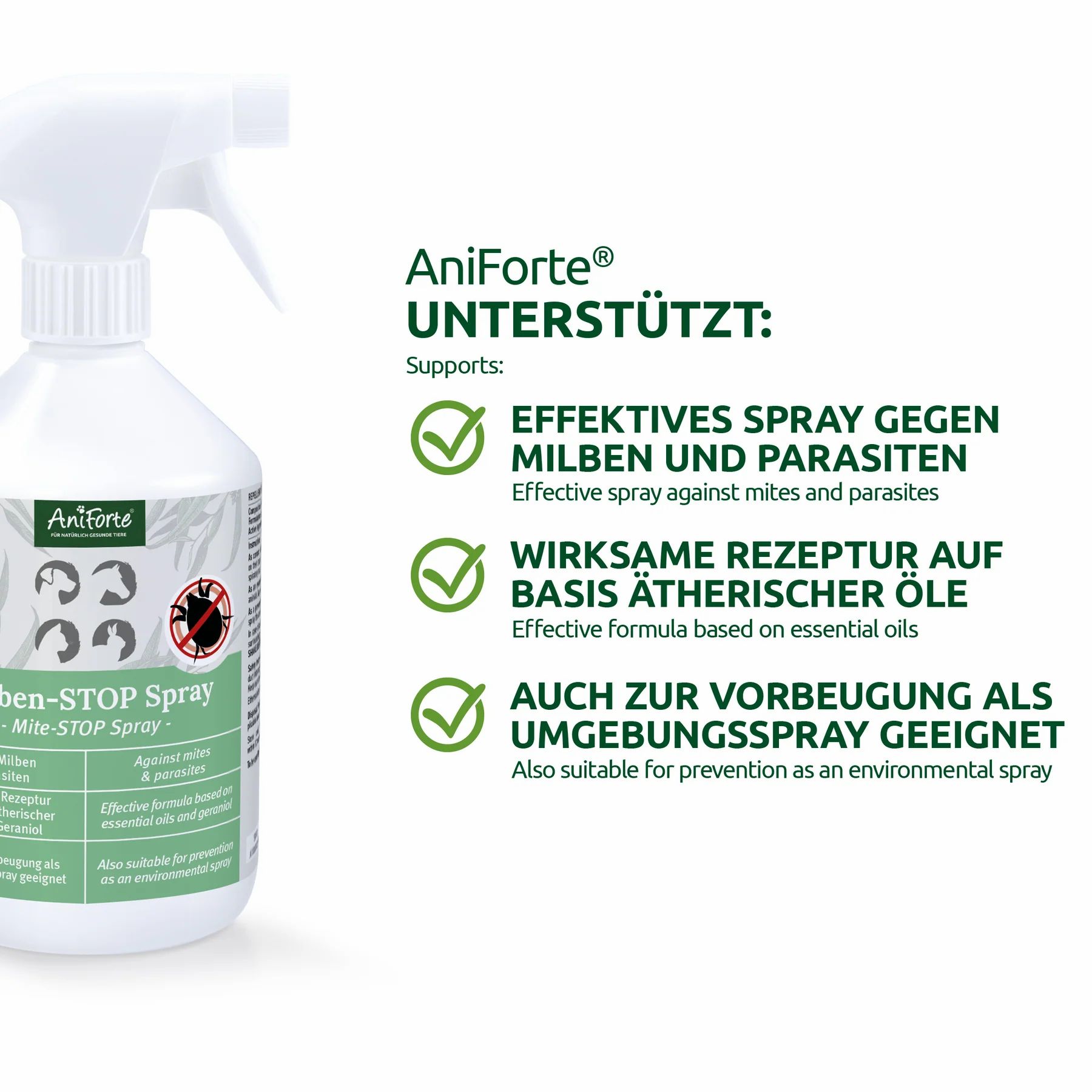 Milben-STOP Spray für Hunde, Katzen, Pferde & Co. - AniForte® 100 ml