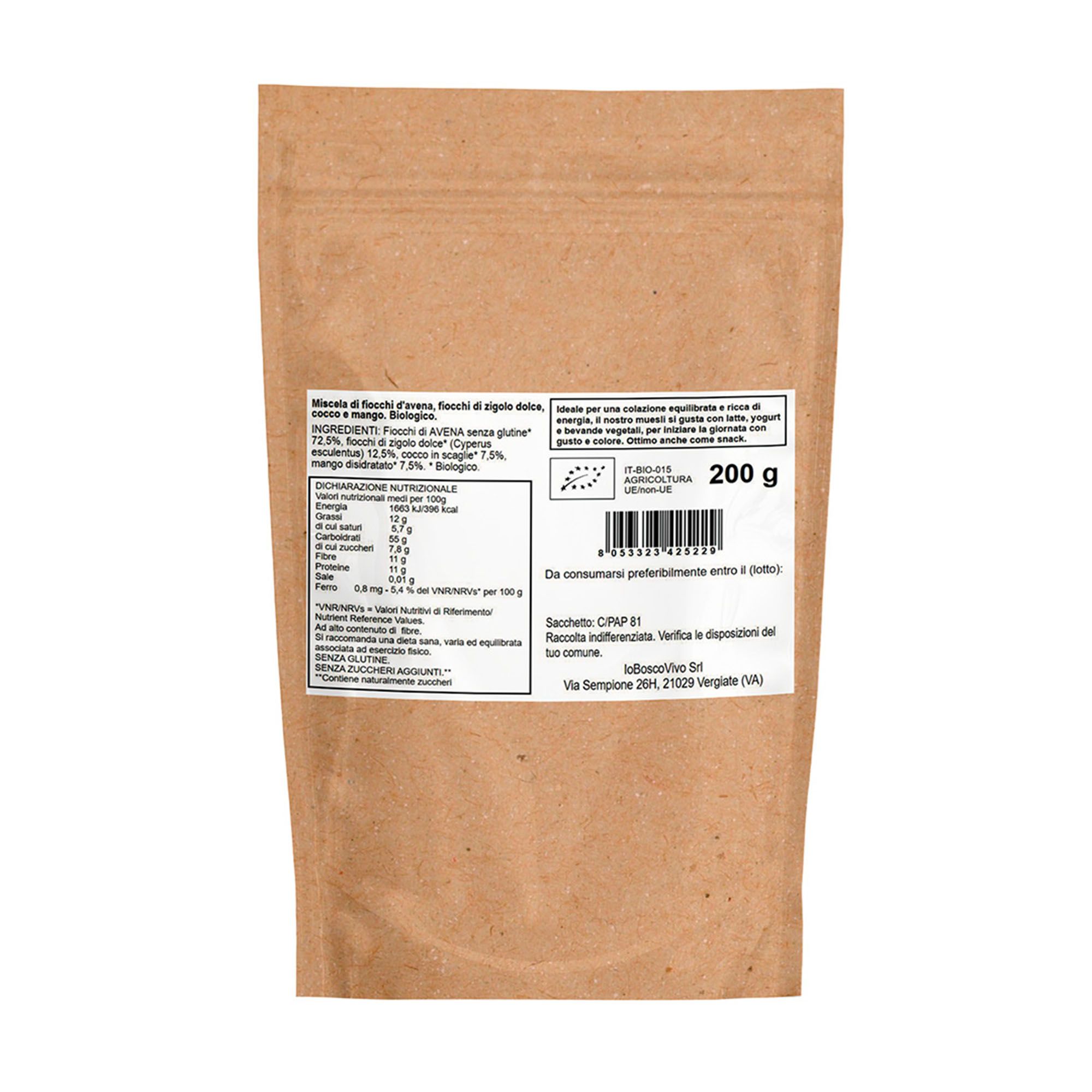 IoBoscoVivo Bio-Knuspermüsli Mango & Kokos, glutenfrei, ohne Zuckerzusatz