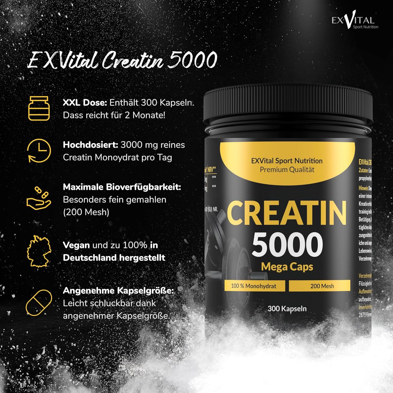 EXVital® Creatin 5000 Monohydrat mega caps