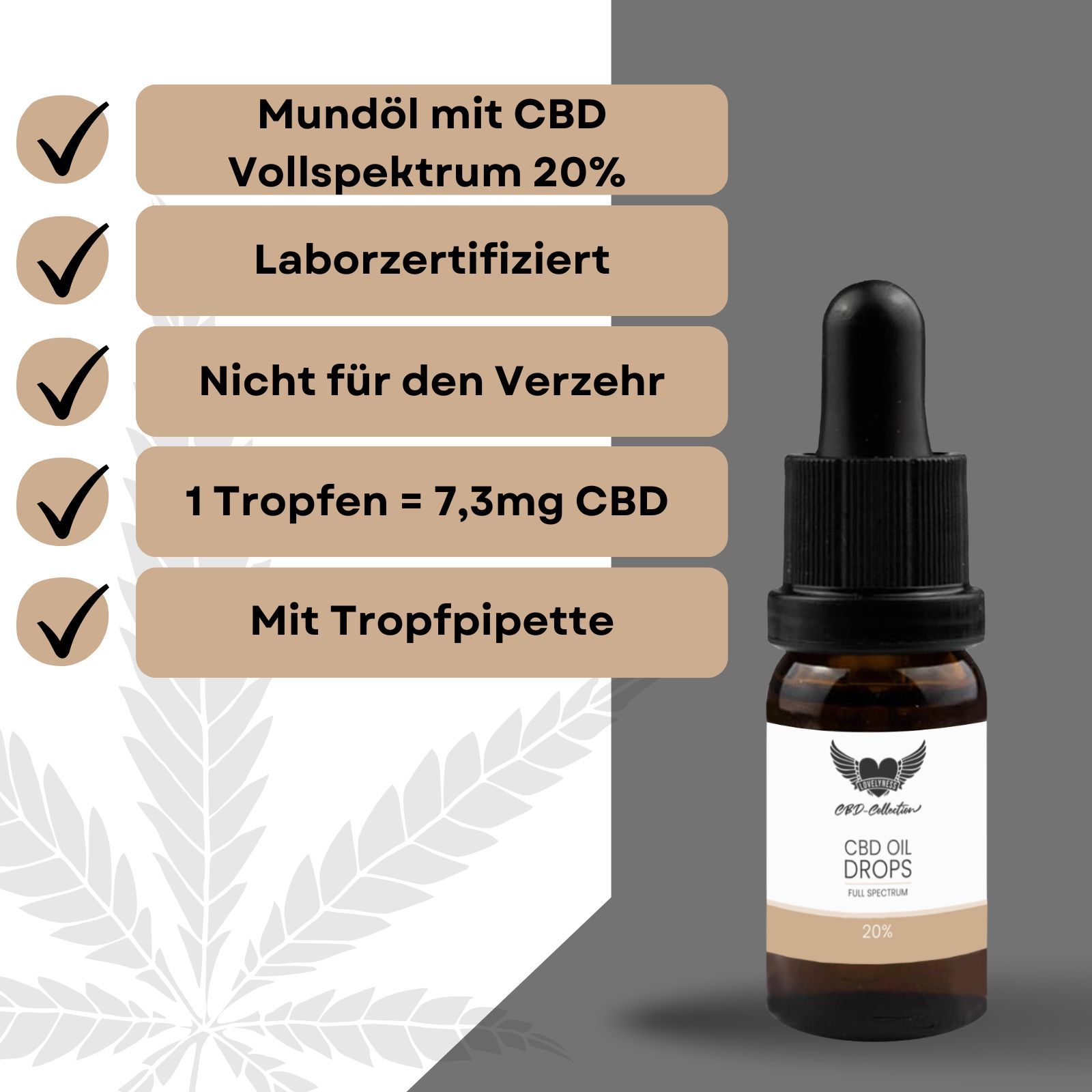 Lovelyness - CBD Mundöl 20% Vollspektrum 10 ml Öl