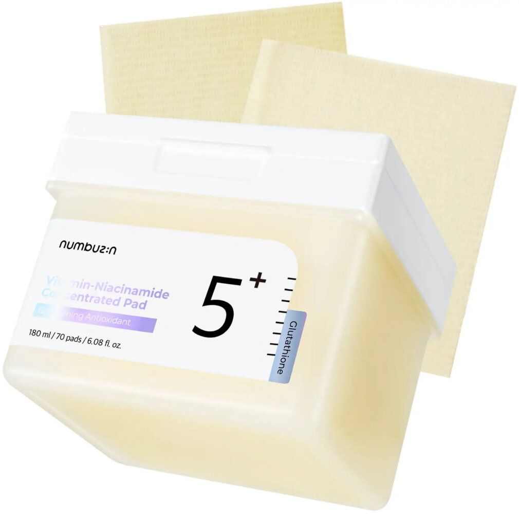 Numbuzin No.5 Vitamin-Niacinamide Concentrated Pad Behälter mit zwei Pads.