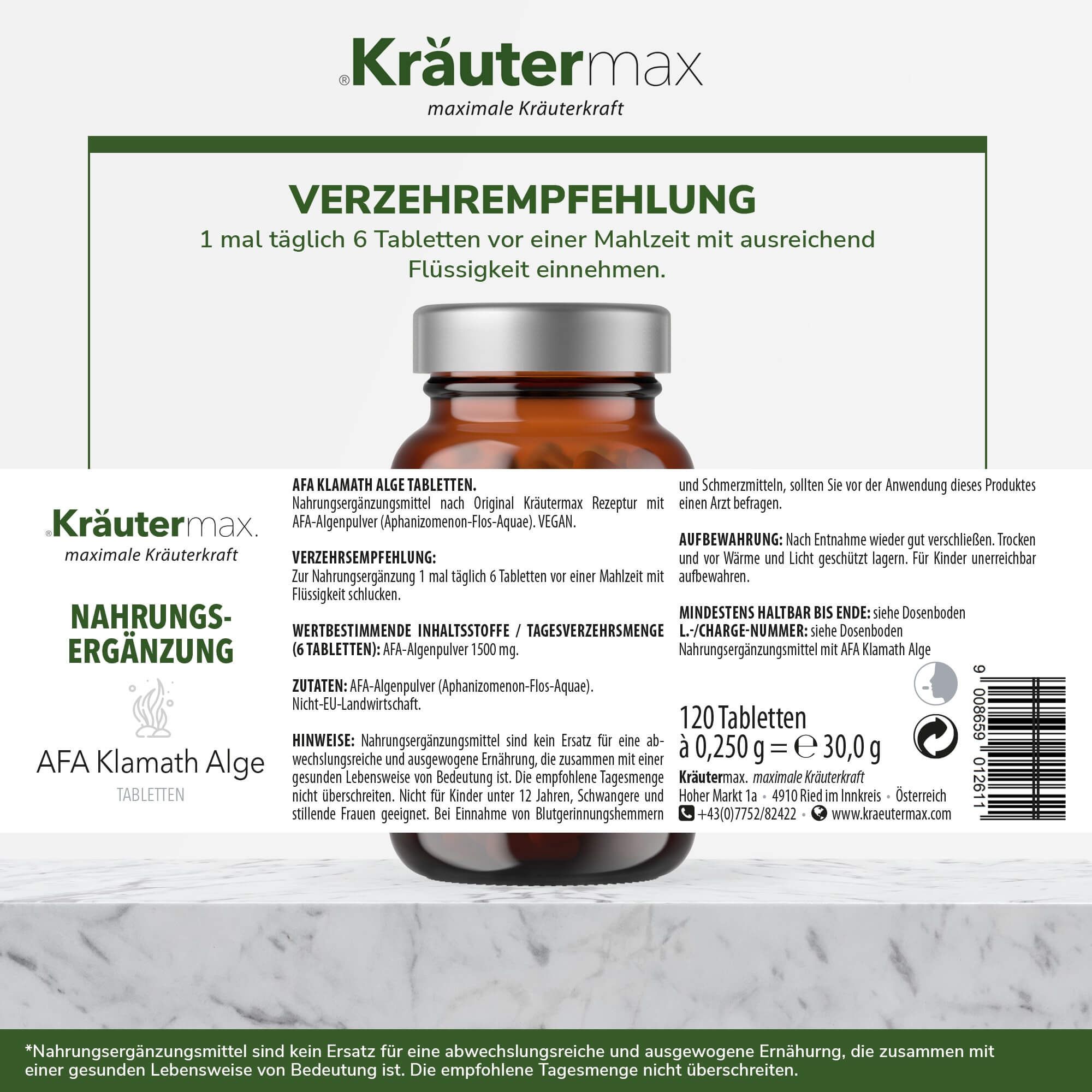Kräutermax AFA Alge Tabletten
