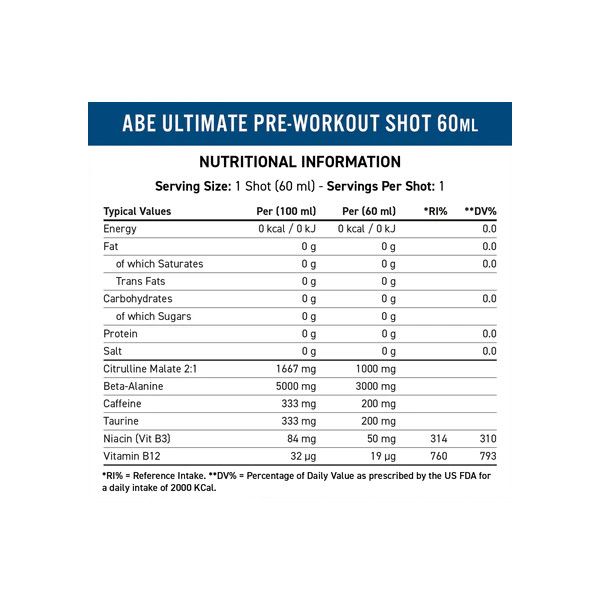 Pre-Workout ABE Shots 60ml Applied Nutrition