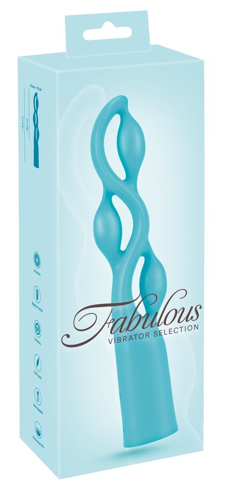 Verpackung mit türkisfarbenem Vibrator. Aufschrift: Fabulous Vibrator Selection.