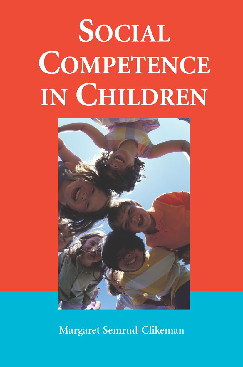 Buchcover mit Titel: Social Competence in Children. Kinder schauen von unten in die Kamera. Autor: Margaret Semrud-Clikeman.