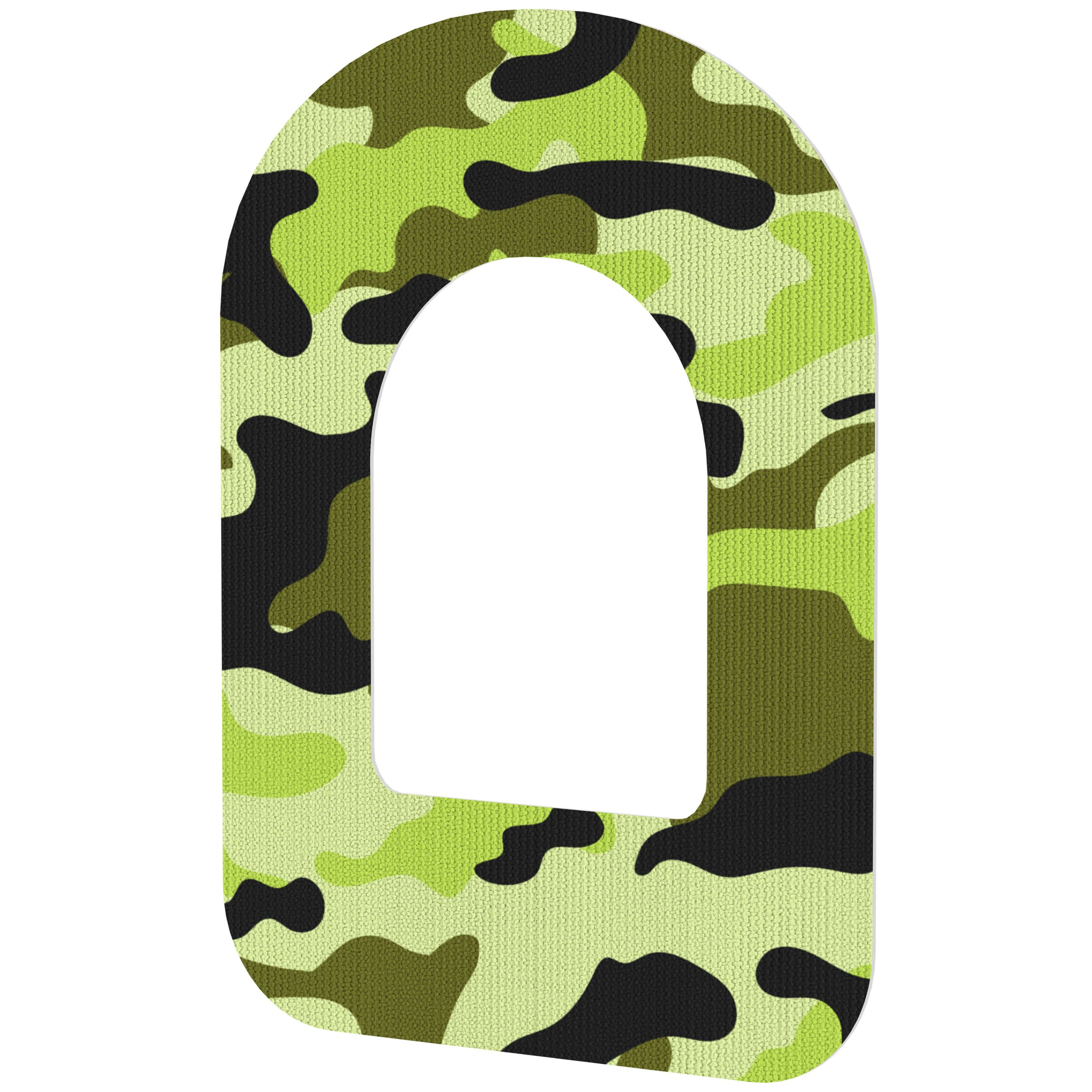 Ringpatch mit Camouflage-Muster. Grün, schwarz und beige. Rechteckige Form mit abgerundeten Ecken.