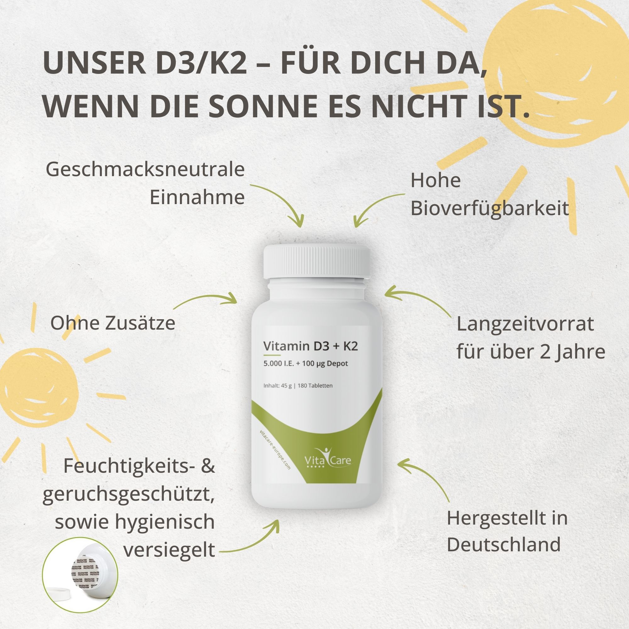 VitaCare Vitamin D3 + K2 5.000 I.E.