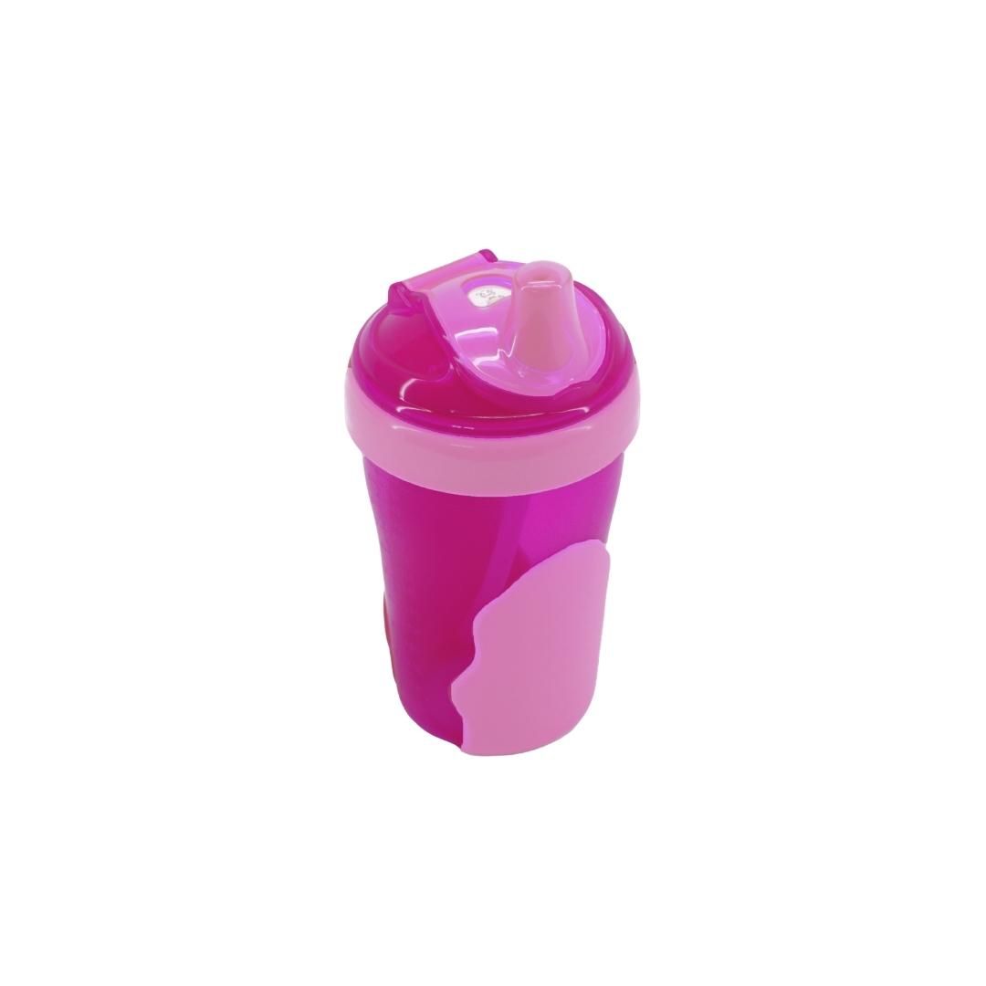 Kinder Strohhalmbecher mit Deckel - 300ml - auslaufsicher pink/rosa