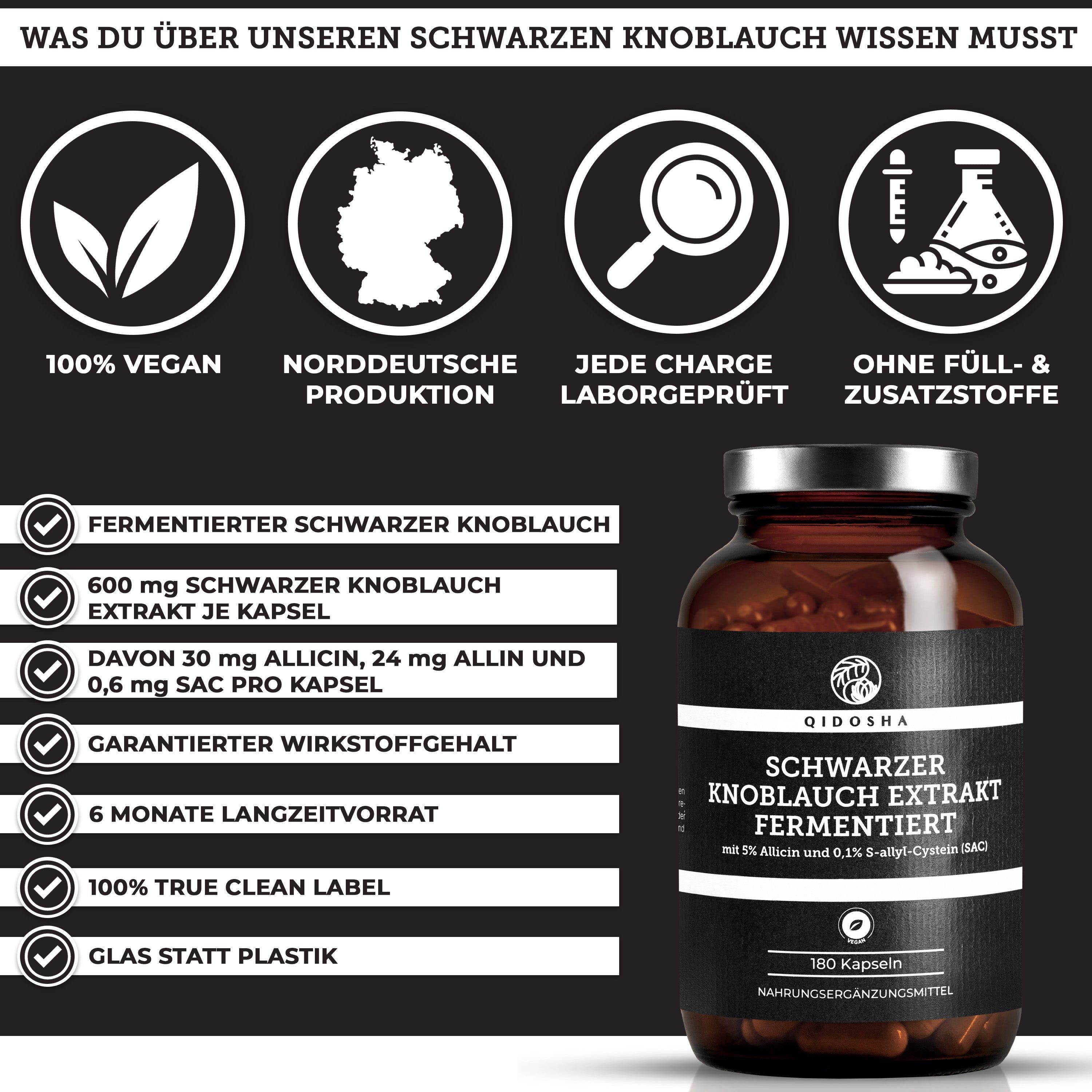 QIDOSHA Schwarzer Knoblauch Extrakt fermentiert