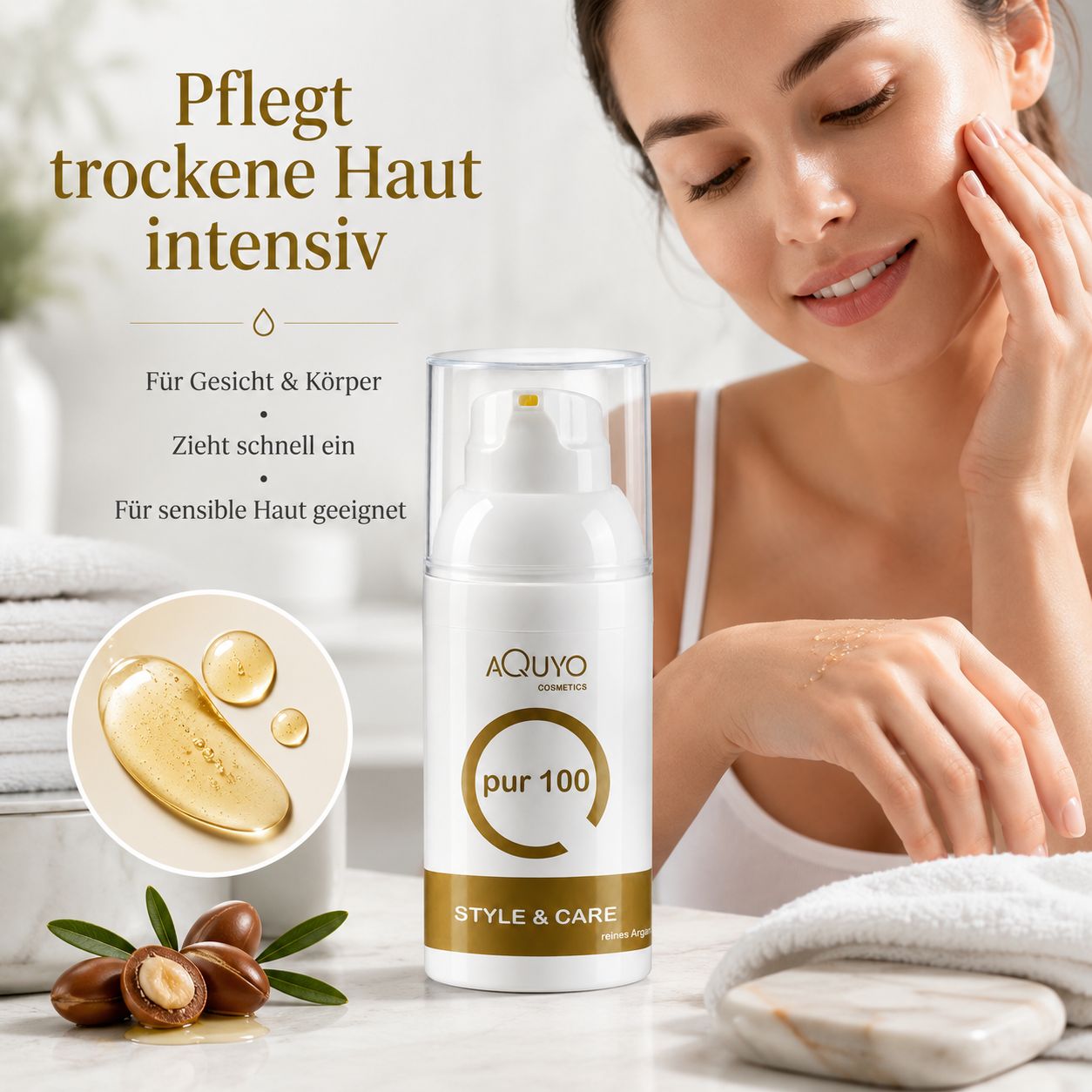 Reines Arganöl für Gesicht Haare Nägel Körper Bartpflege ohne Silikone vegan