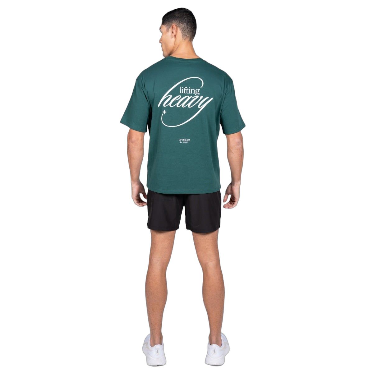 GymBeam T-Shirt Herren Oversized Kurzarm Lifting Heavy Forest