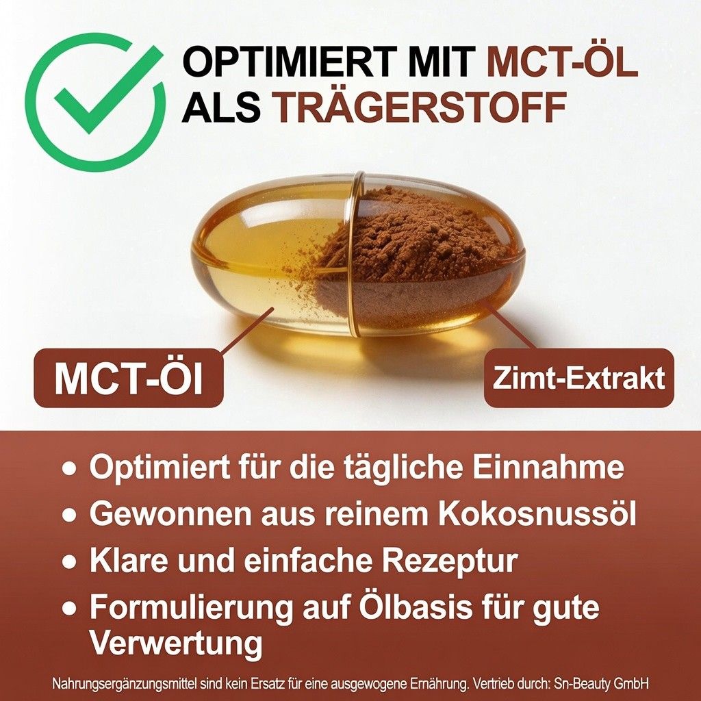 Acentialabs Ceylon-Zimt-Extrakt mit MCT-Öl, Weichkapseln aus echter Zimtrinde