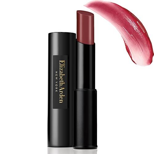 Lippenstift mit schwarzer Hülse und rotem Stift. Daneben ein Farbabstrich. Auf der Hülse steht "Elizabeth Arden New York".